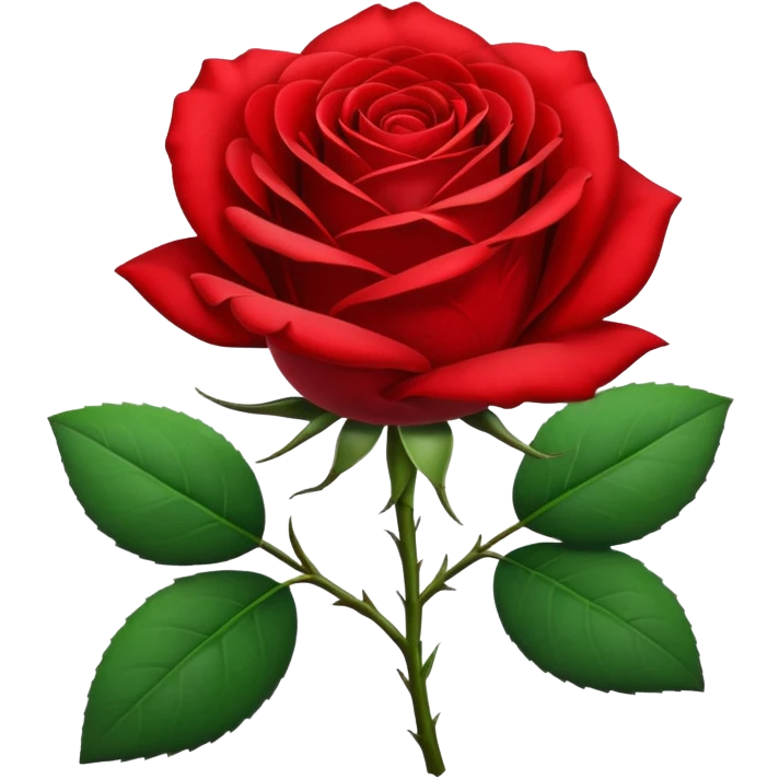A single red rose with green leaves emoji