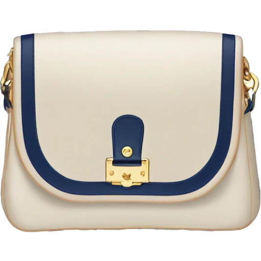 White Designer Louis Vuitton bag with navy blue monogram and navy blue trim emoji