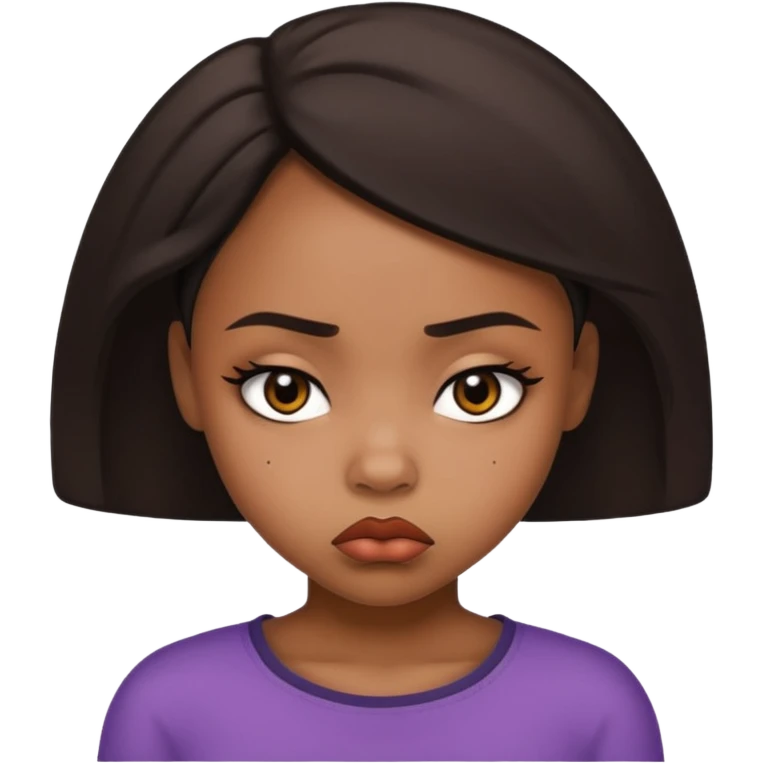 African American girl pouting face emoji