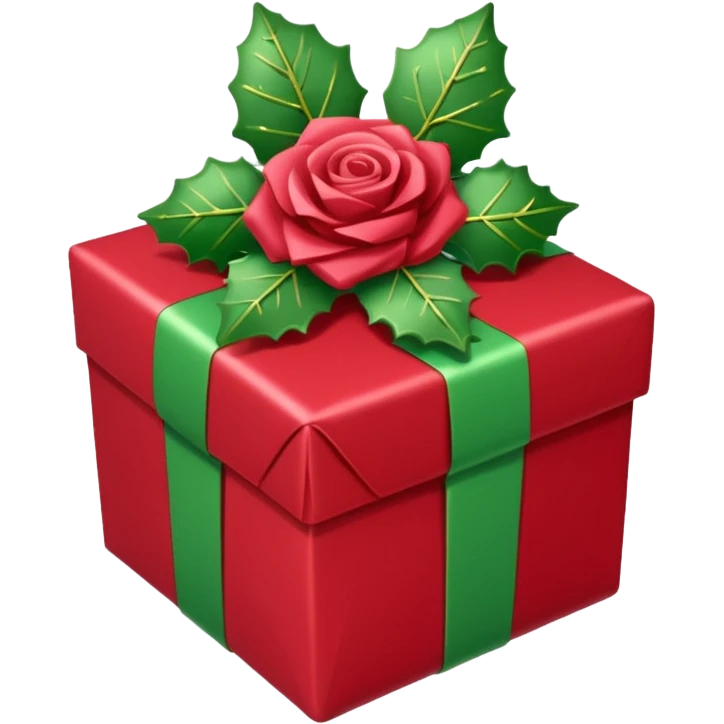 christmas gift with mistletoe magic color and peppermint rose color bow emoji