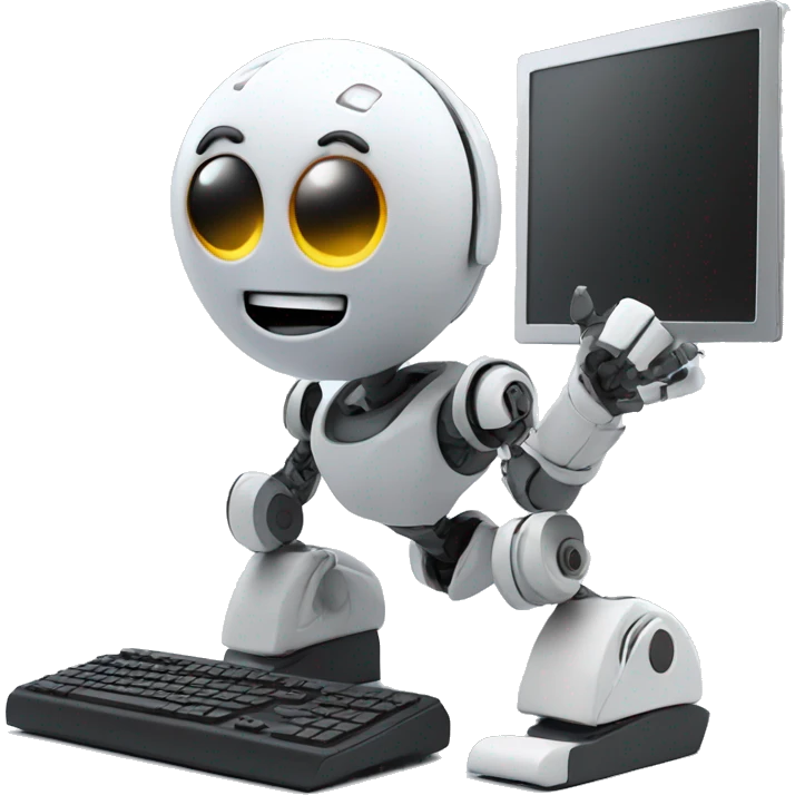 robot comes off computer and displays its face outside emoji