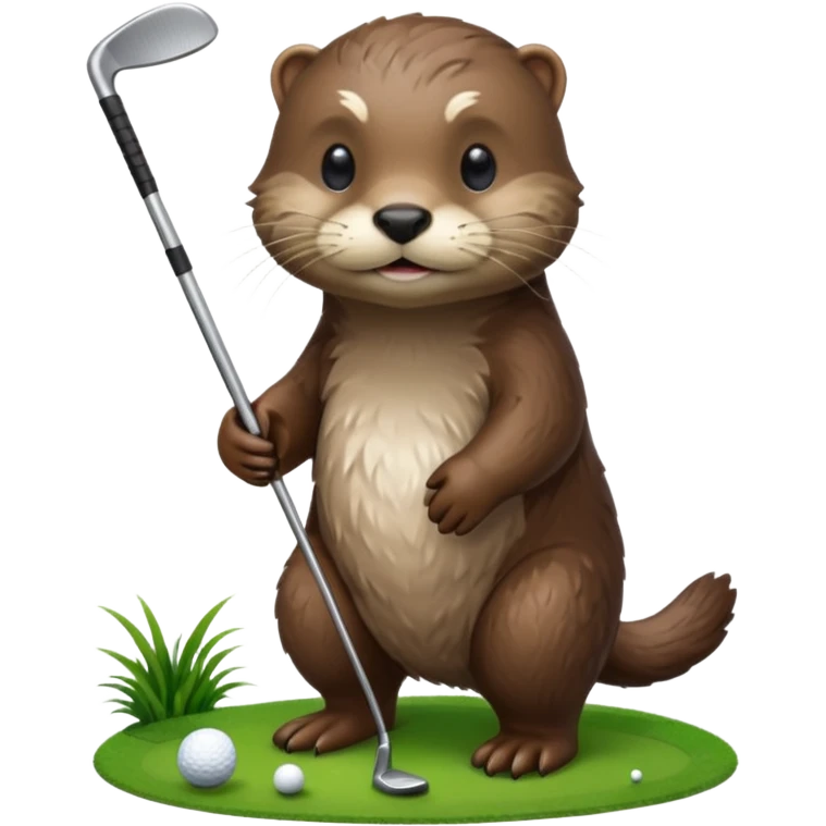 Cute Otter golfing emoji