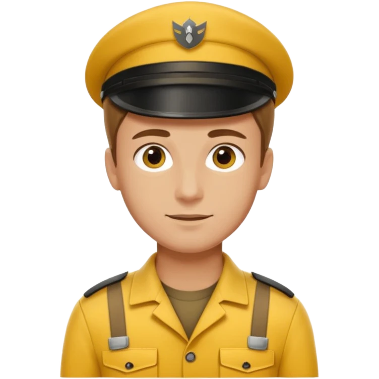 german delivery guy with yellow uniform emoji