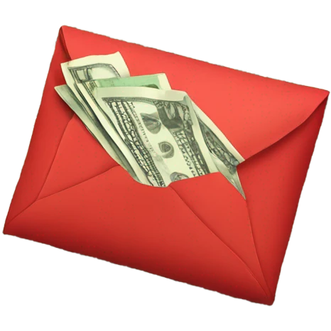 Red envelope with US dollars  emoji