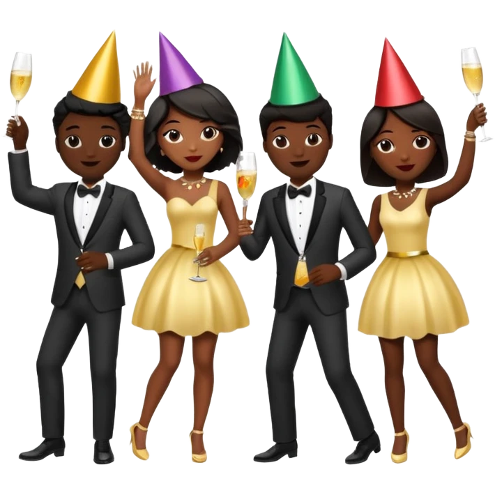 dancing party black  emoji