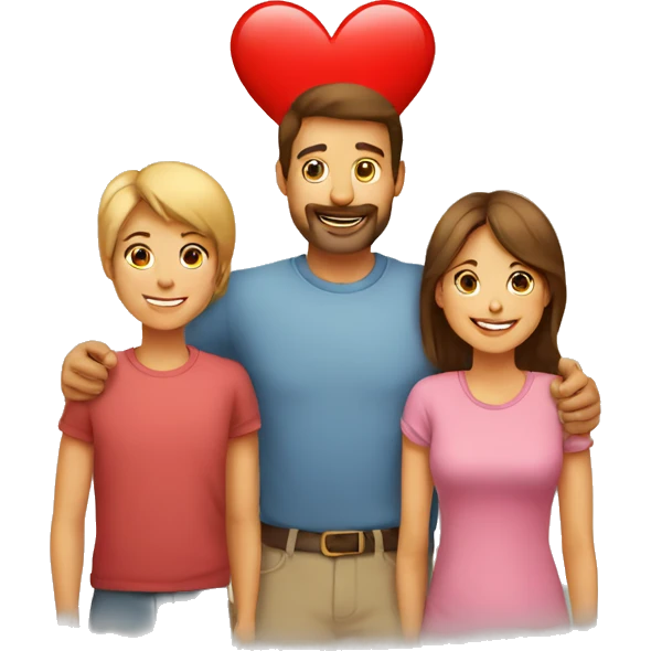 Heart and mom and dad and kids emoji