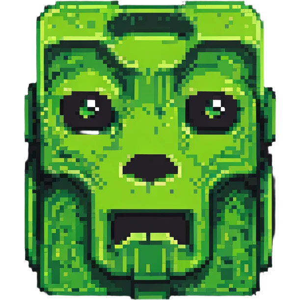 maximum blocky ultra-abstract pixel art Minecraft creeper face emoji with only 2-4 large square pixels emoji