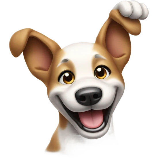 Dog waving hi emoji