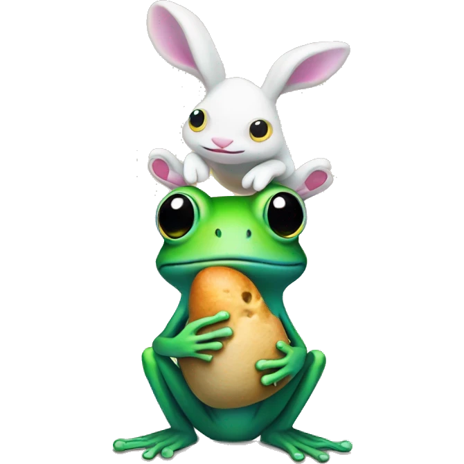 trippy frog holding bunny emoji