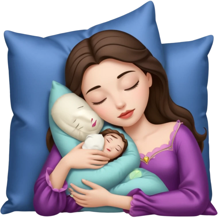 sleeping beauty brunette white girl with a silk pillow emoji