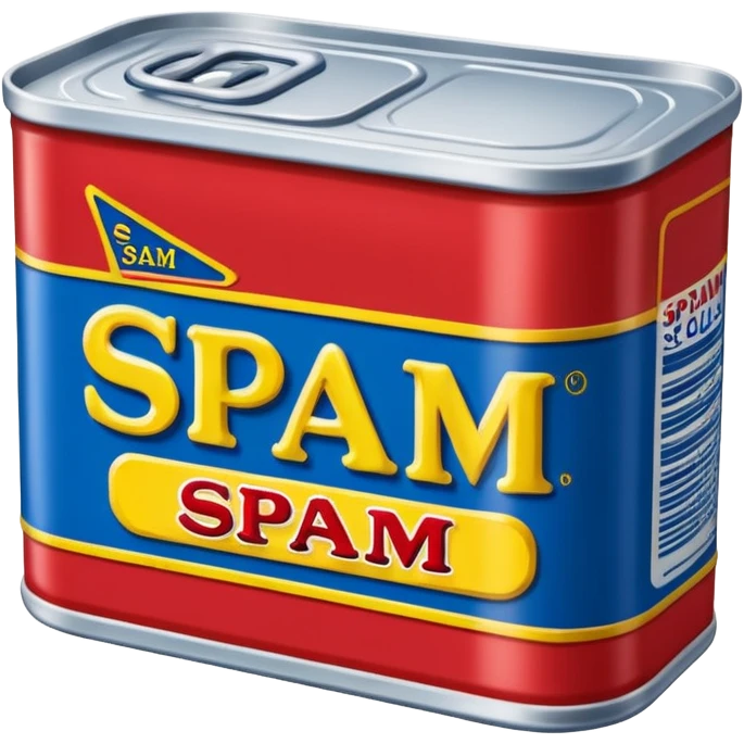 A can of classic “SPAM” (rectangular shaped can like the way spam is shaped) can you increase the red and blue colors here— more blue emoji