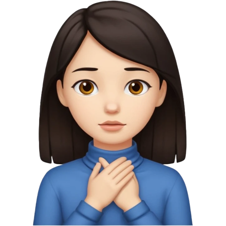 Girl with hands crossed on her ￼ throat emoji