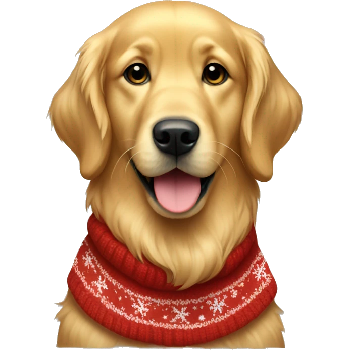Golden Retriever wearing a Christmas sweater emoji