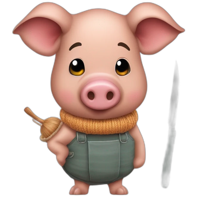 Génére moi sous forme réaliste un cochon d'inde de profil avec un pull roulé et un couteau de cuisine dans la main dans un style réaliste. emoji