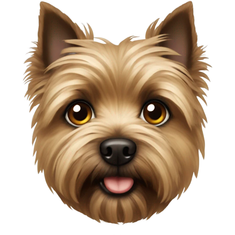 A brown cairn terrier with big eyes emoji