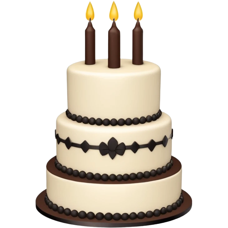 white birthday cake with black decorative accents, no text emoji
