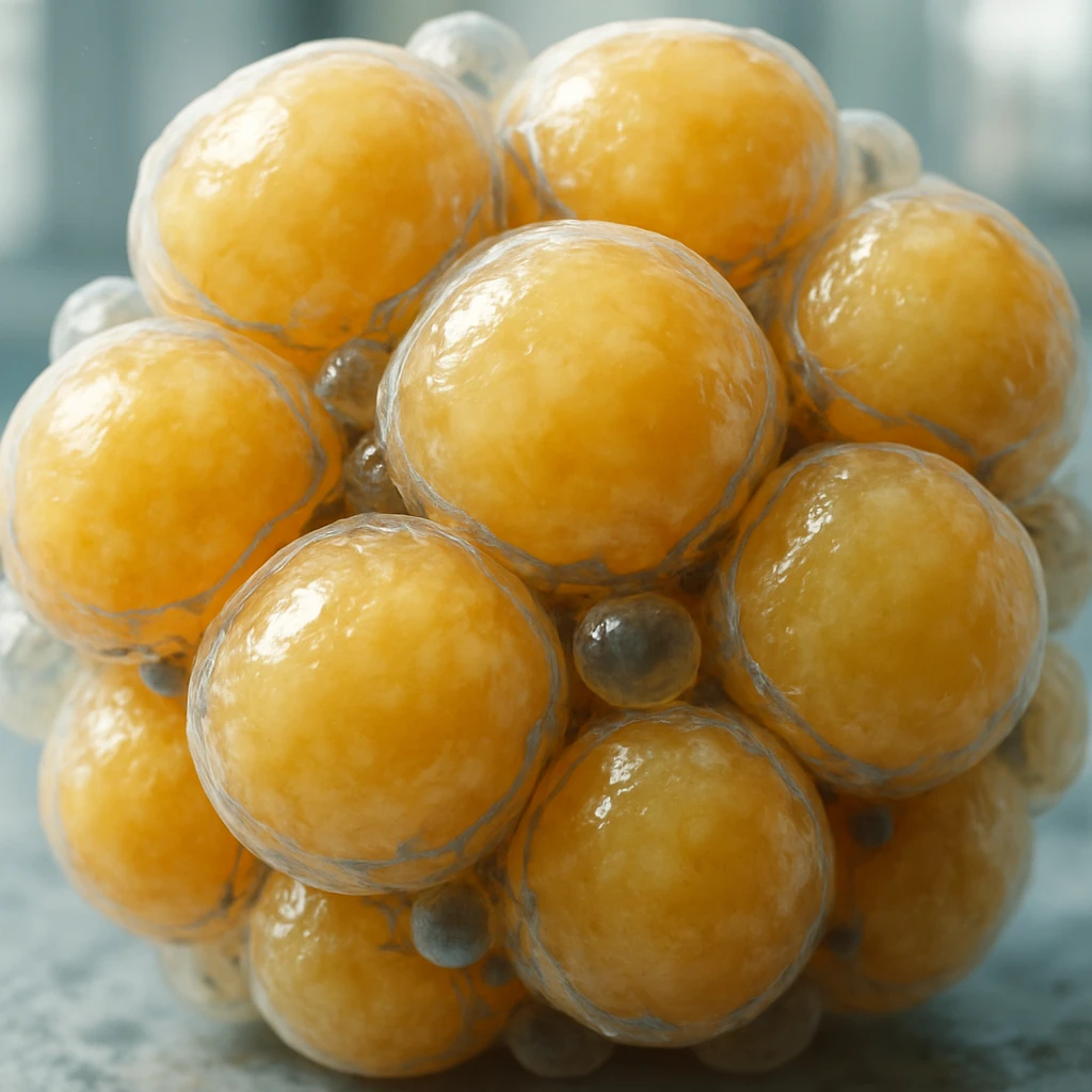clustered adipocytes, hyper realistic 4K style, cellular details, clinical atmosphere, natural light emoji