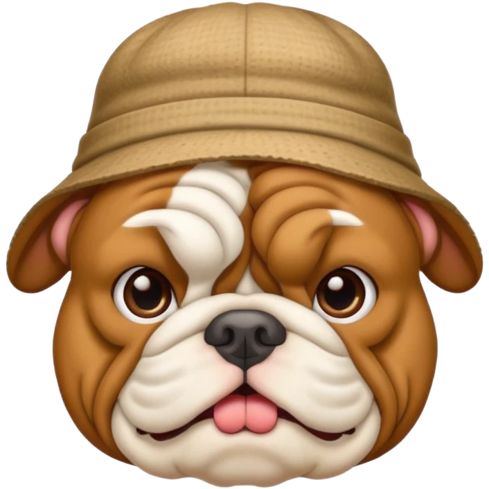 Bulldog with funny hat emoji