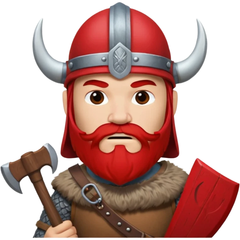 Viking avec une hache et un casque rouge  emoji