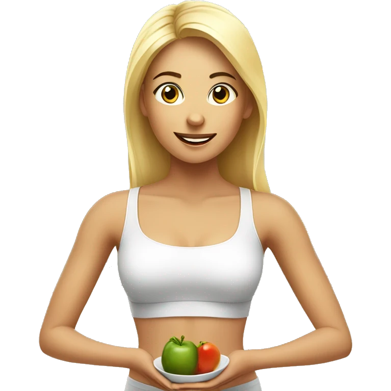 A perfect girl eating healthy in a yoga set emoji