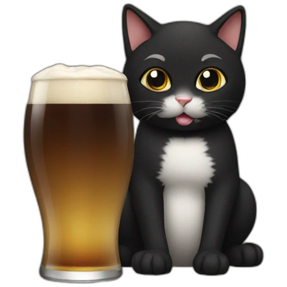 black beer drinking cat emoji