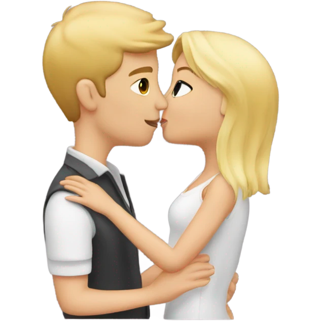 Burnett girl kissing a blond guy emoji