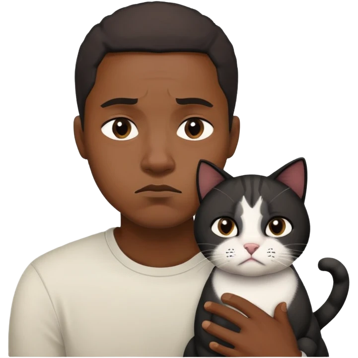 black dude sad next to cat  emoji