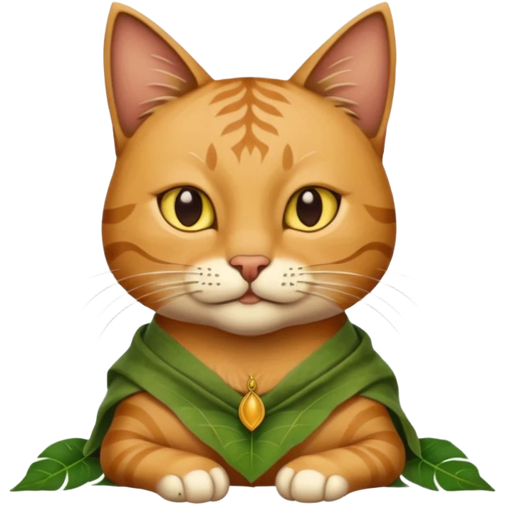 ancient cat with leaf cloth emoji