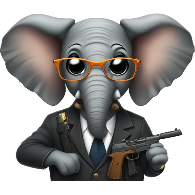 elephant in glasses with guns emoji
