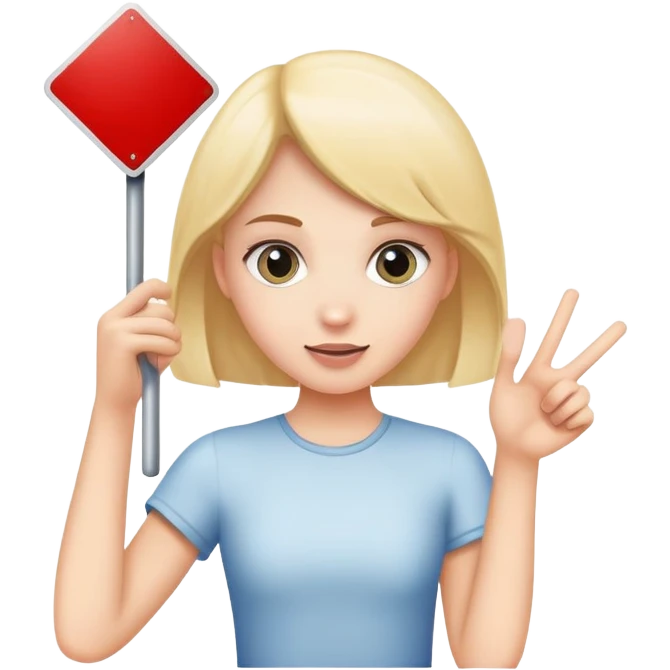 girl holding up sign that says cockblock emoji