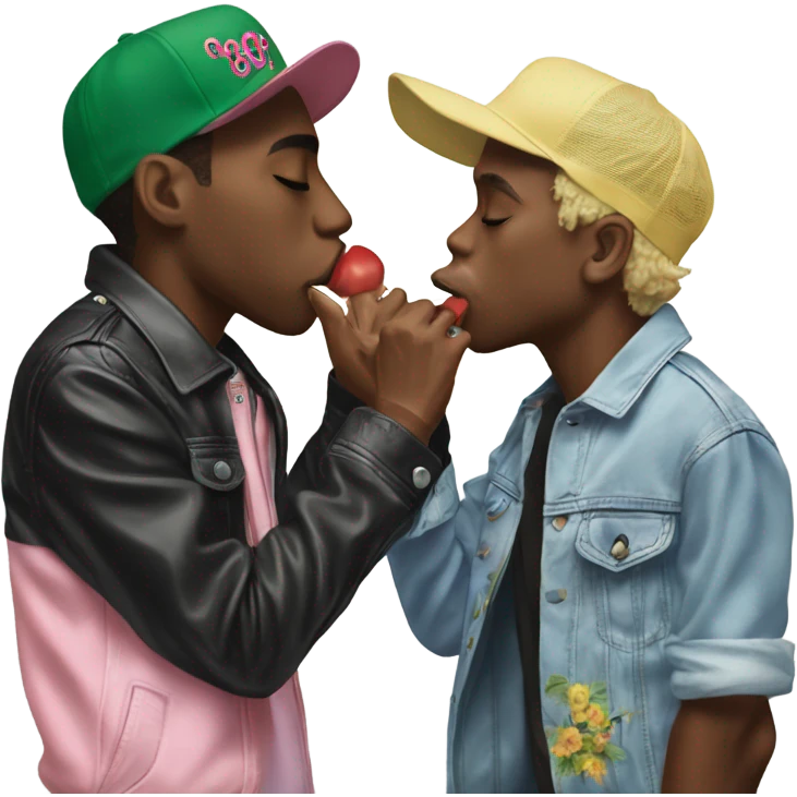 Tyler the creator and asap rocky kissing emoji