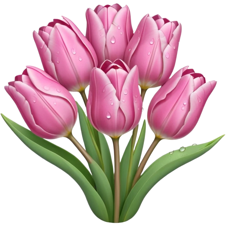  realistic realistic Tulip bouquet, high definition, muted pink, dew drops emoji
