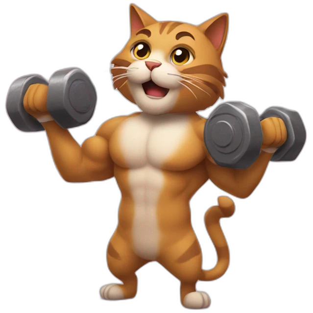 Strong Cat lifting dumbbell  emoji