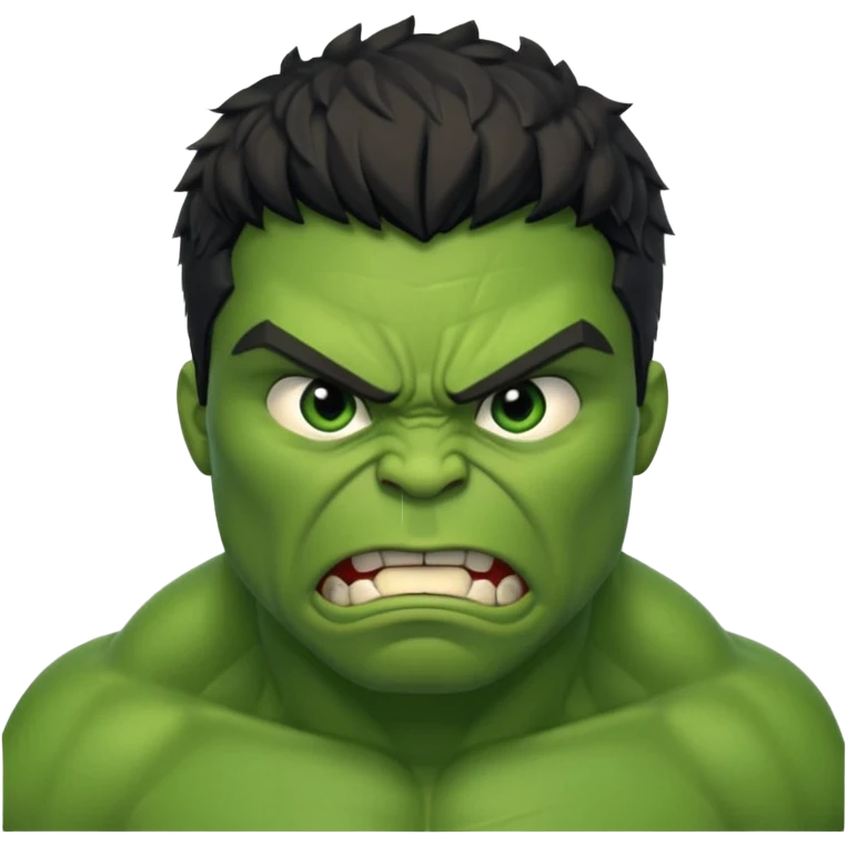 young Hulk  angry  character face only front face different emoji