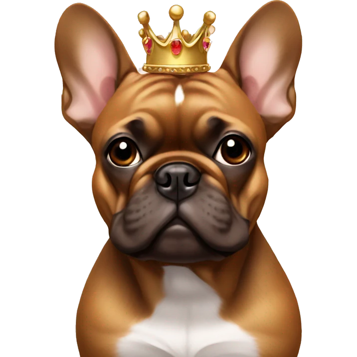 brown frenchie with  crown emoji