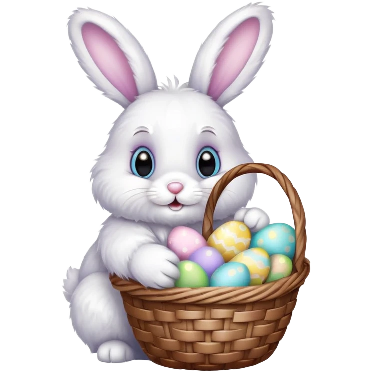 Easter bunny with colorful eggs emoji
