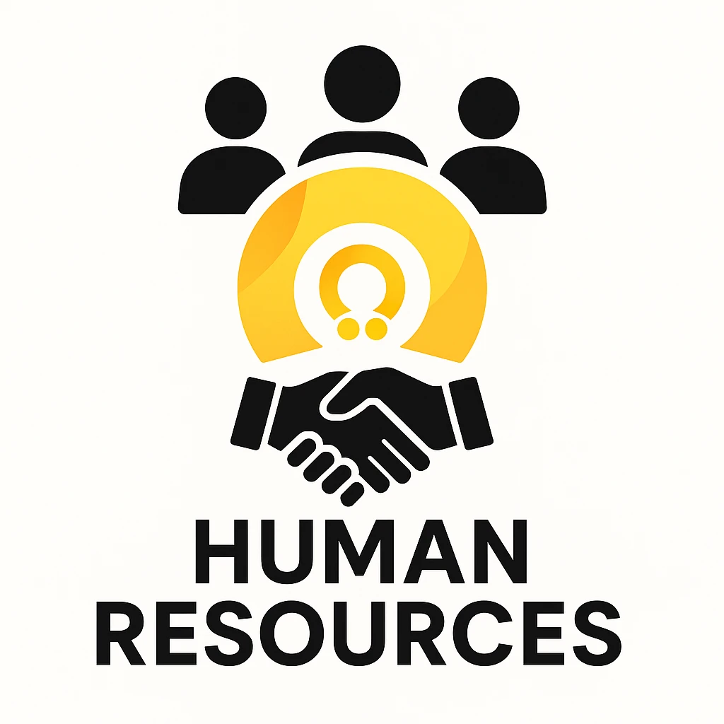 Place the Volio logo in the center, add a Human Resources logo or symbol such as a group of people or handshake around it, and make the overall object more iconic and recognizable. Maintain a professional and friendly look. The style should be clean and suitable for corporate branding. emoji