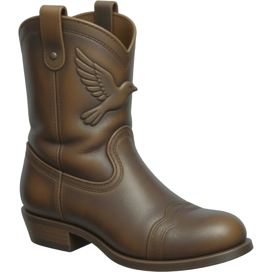 small bird wings agile worn midieval leather boot viewed at slightly downward angle diagonally no helmet -  no background copy/paste emoji