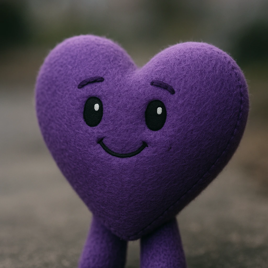 purple heart, fuzzy texture, no text emoji