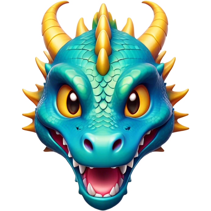 Cinematic Comical Dragon Portrait Emoji, Head tilted dramatically with an exaggeratedly amused expression, featuring a striking, glossy scaled body with bold, angular details and wide, expressive eyes brimming with playful disbelief; rendered with vibrant, lifelike textures and natural shadows, high shine, dramatic yet playful, styled with an air of cheeky mythical mischief, soft glowing outline, capturing the essence of a spirited and over‐the‐top dragon that looks ready to breathe fire into viral fame! emoji