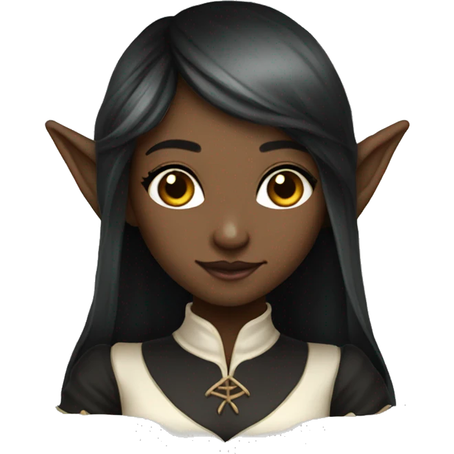 female elf fantasy black dress emoji