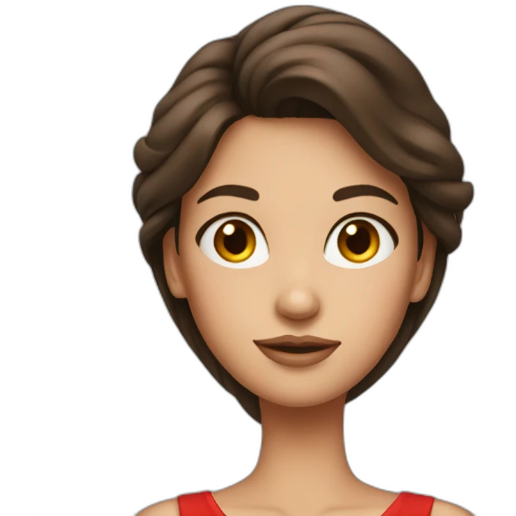 Brunette girl that looks like a model in a long red dress emoji