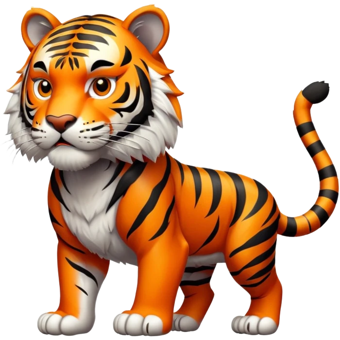 fierce tiger with orange and black stripes emoji