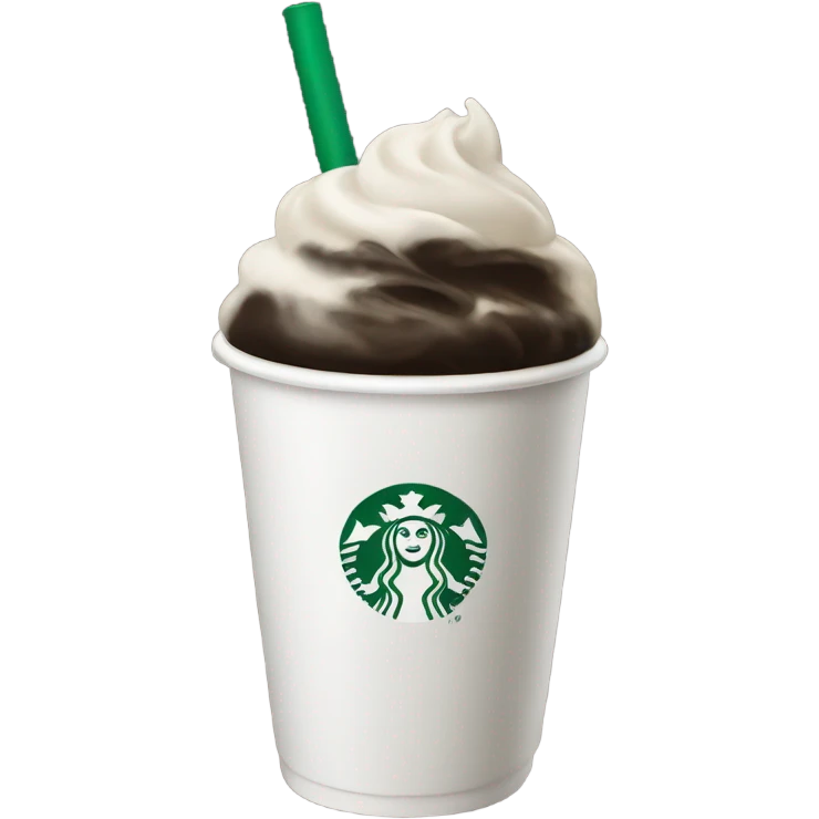 white starbucks with black cream emoji