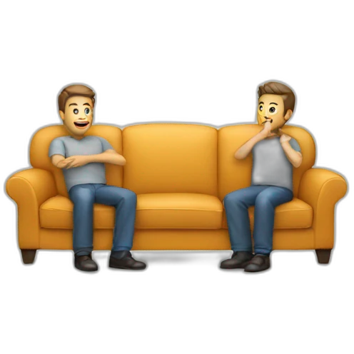 sofa with three guys emoji