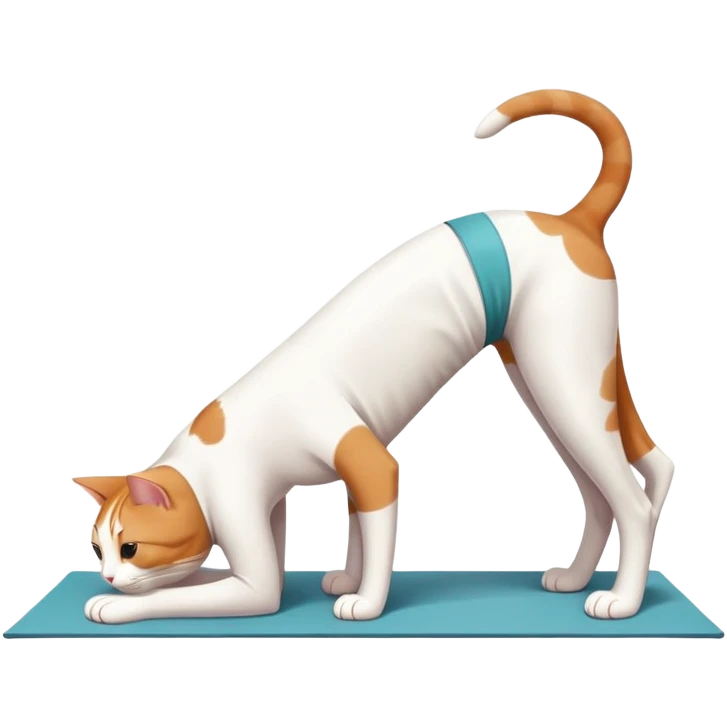 cat in downward dog yoga pose, triangle pose with raised hips emoji