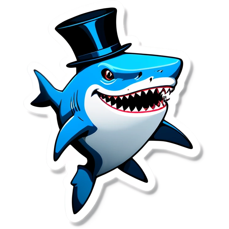 Shark with a top hat emoji
