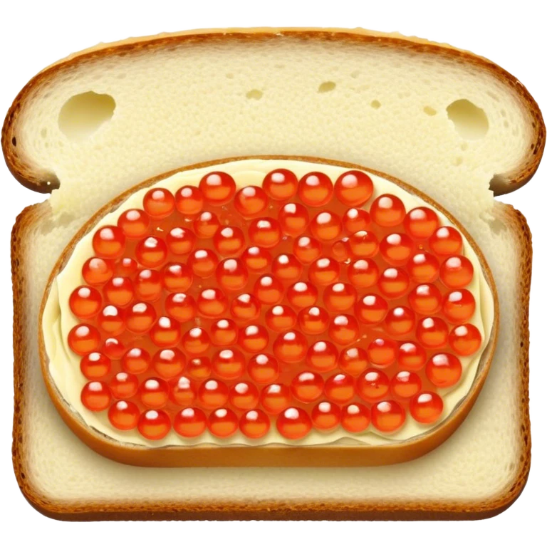 Slice of bread with butter and red caviar emoji