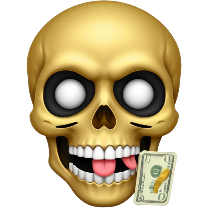 Money Skull Emoji Tongue Black and White Face emoji