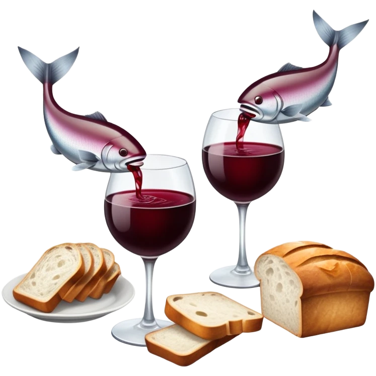 2 glasses of wine, 2 fishes and 5 loaves and make it chic emoji